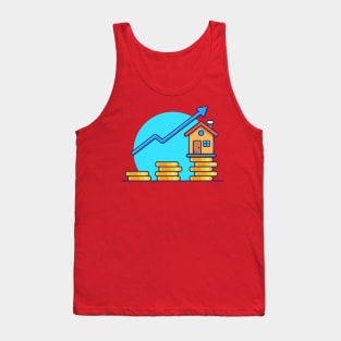 House With Gold Coin Statistic Cartoon (2) Tank Top